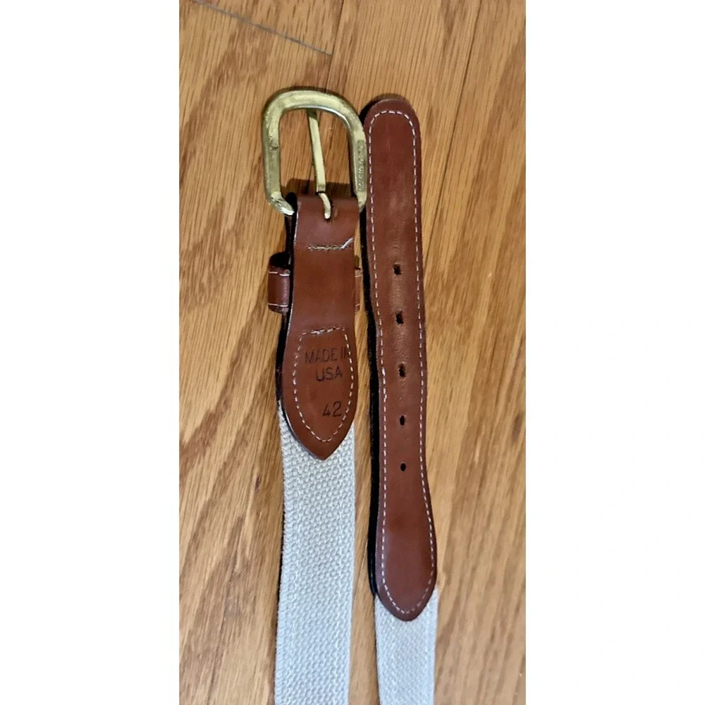 Zep-Pro Nylon Nautical sewn Shark Blue Brass Buckle Adjustable Belt Men's 42